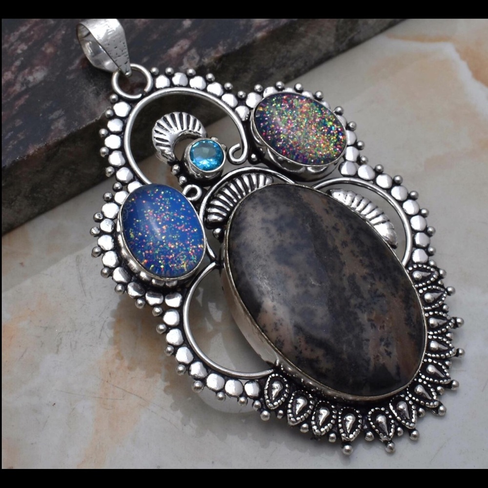Beautiful Honey Dendrite Fire Opal Pendant